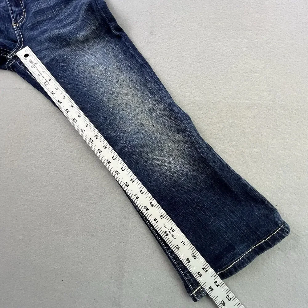 BKE Conner Bootcut Jeans Youth Size 14 Blue Denim Embroidered Whiskering